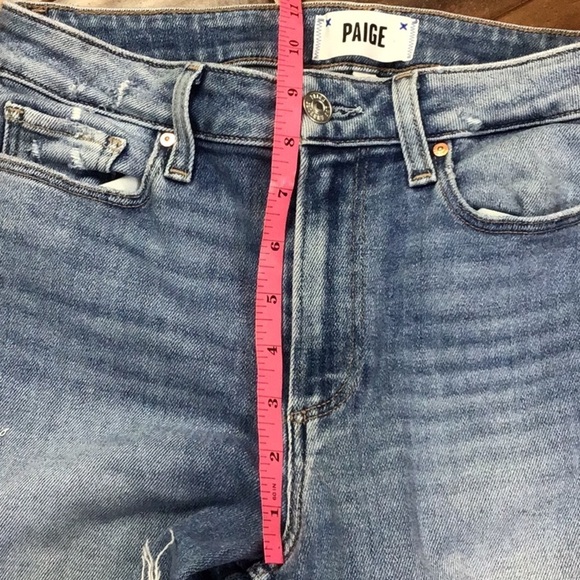PAIGE Women's Size 28 Colette Crop Flare Distressed Hem Jeans Color Mel - Picture 11 of 12